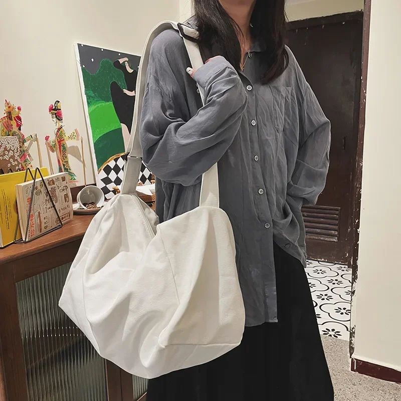 Hobo Bag Slouchy - Oversized Female Canvas Fabric Boston Soft