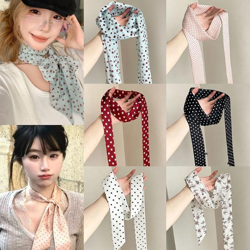 Women'S Retro Bags - Polka Dot Floral Print Silk Scarf