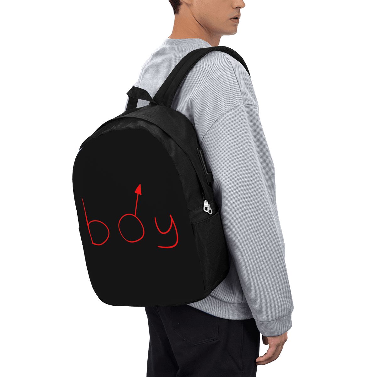 Woman In Bag - Boymoder Hat And Shirt Backpack Travel