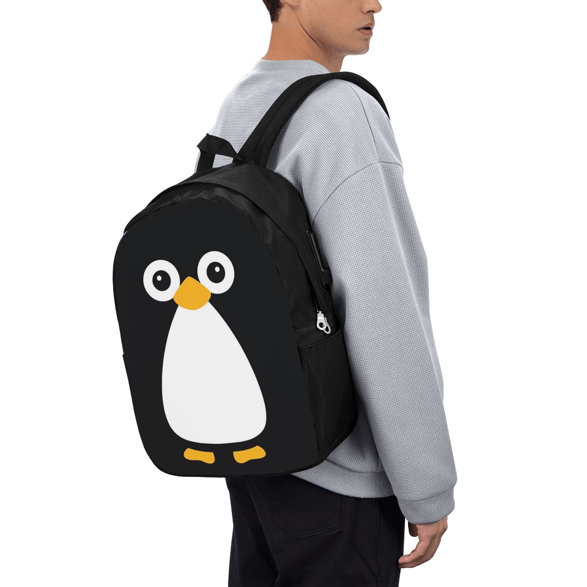 Woman In Bag - Cute Vector Penguin Backpack Travel Notebook