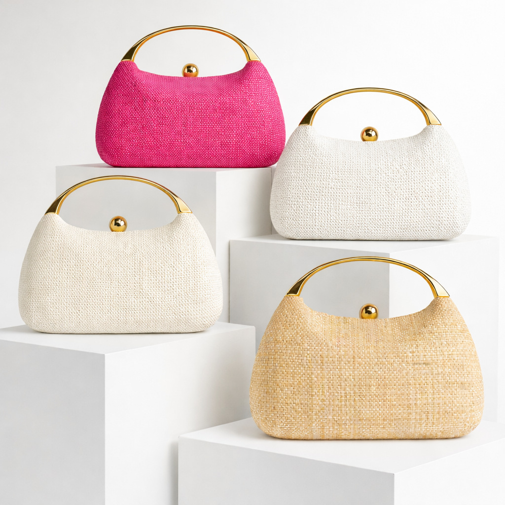Women Handheld Bags - Fashion Elegant Straw Woven Clutch Handbags