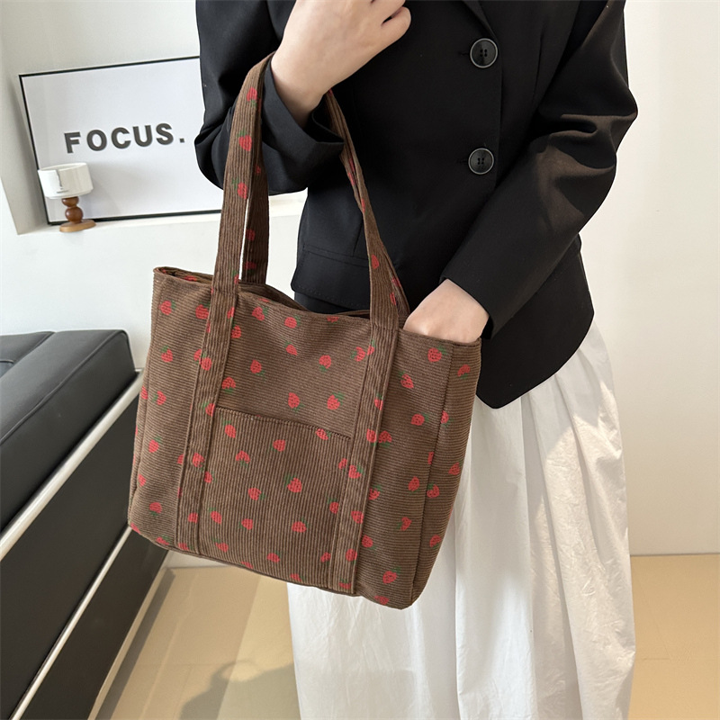 Corduroy Handbag Strawberries  - огляд і ціна Women Bags White