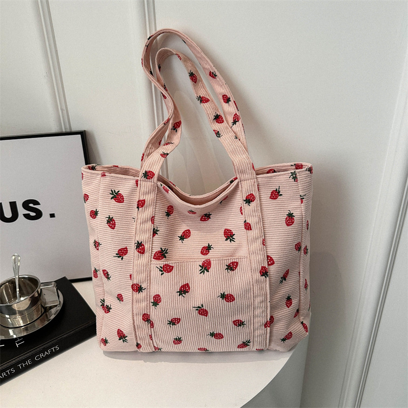 Corduroy Handbag Strawberries  - огляд і ціна Women Bags White