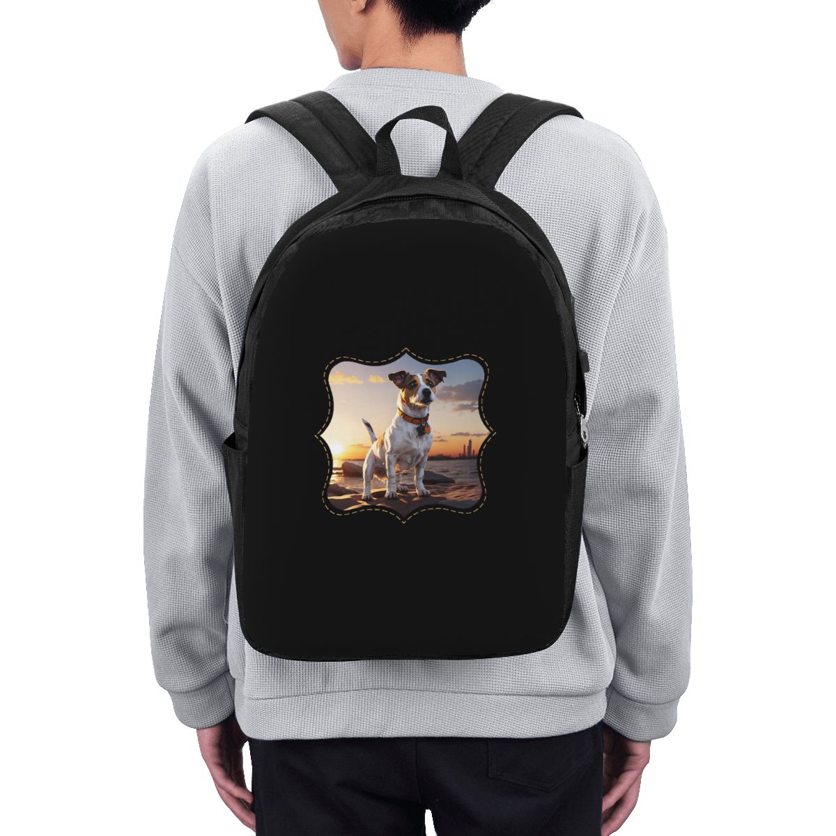 Jack Russell Dog At Sunset Bac - огляд і ціна Woman In Bag